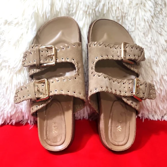 Zara | Shoes | Zara Tan Double Buckle Sandals | Poshmark display picture 2
